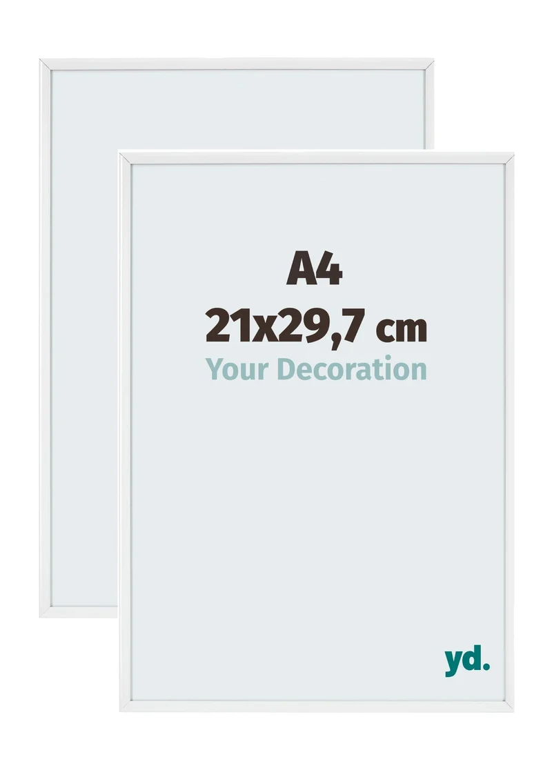 Bilderrahmen A4 - 21x29,7 cm - DIN A4 Weiss - 2 Stück - Aluminium - Aurora