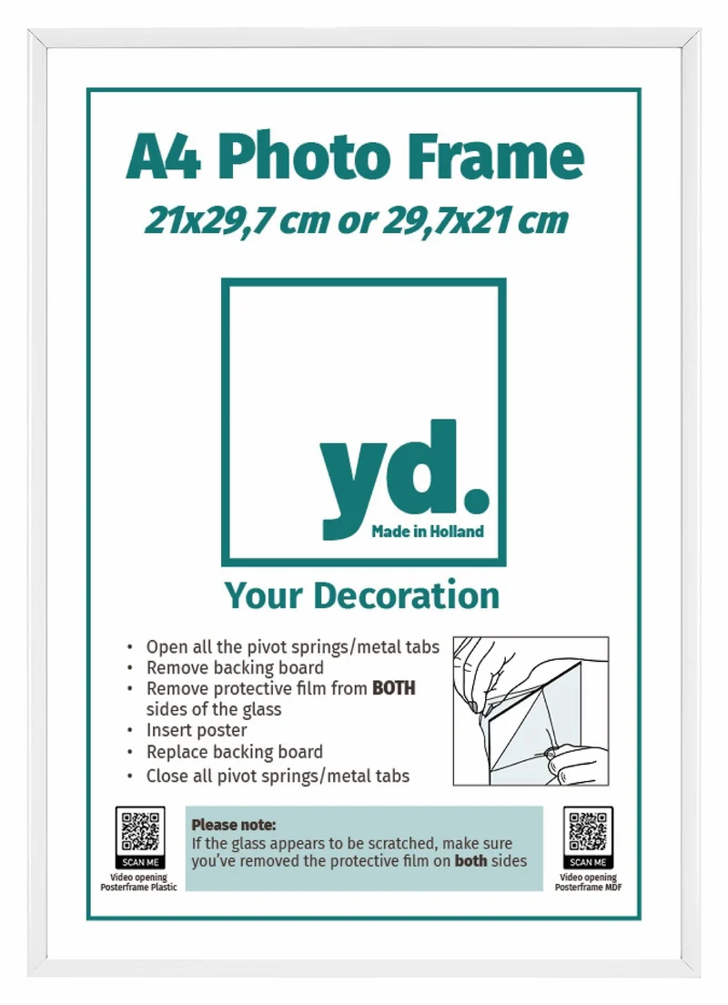 Bilderrahmen A4 - 21x29,7 cm - DIN A4 Weiss - Aluminium - Aurora