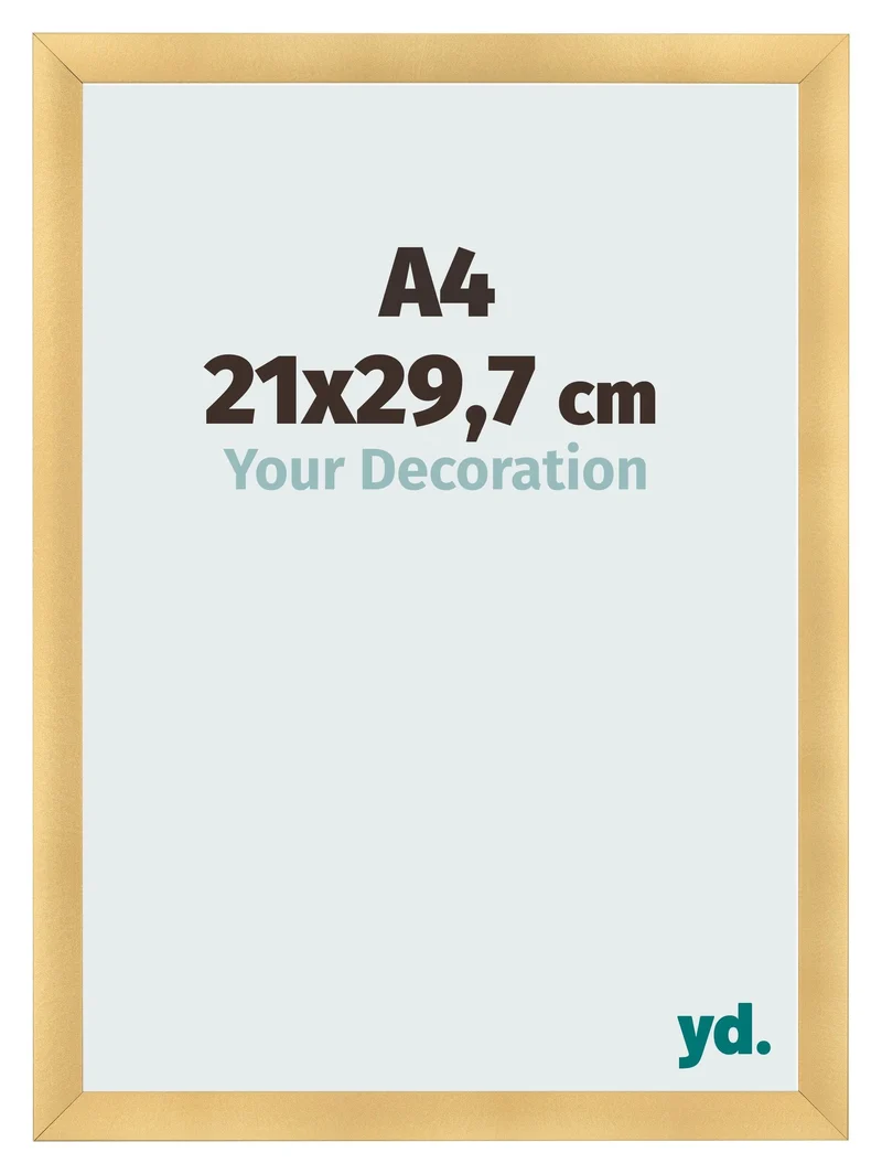 Bilderrahmen A4 - 21x29,7 cm - Gold Matt - MDF - Pisa