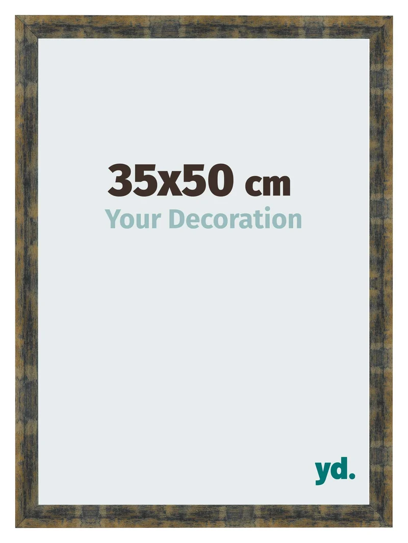 Bilderrahmen 35x50 cm - Blau Gold Meliert - MDF - Pisa