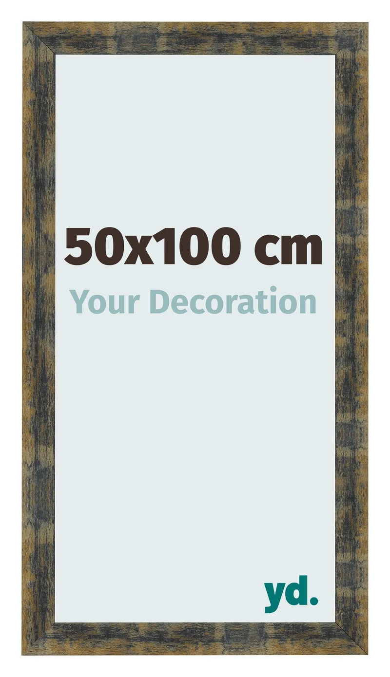 Bilderrahmen 50x100 cm - Blau Gold Meliert - MDF - Pisa