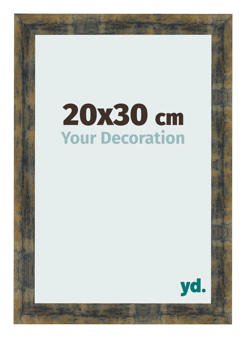 Bilderrahmen 20x30 cm - Blau Gold Meliert - MDF - Pisa