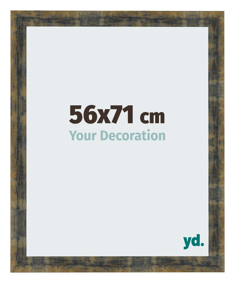 Bilderrahmen 56x71 cm - Blau Gold Meliert - MDF - Pisa