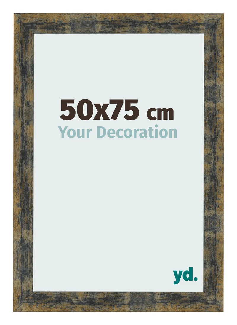 Bilderrahmen 50x75 cm - Blau Gold Meliert - MDF - Pisa