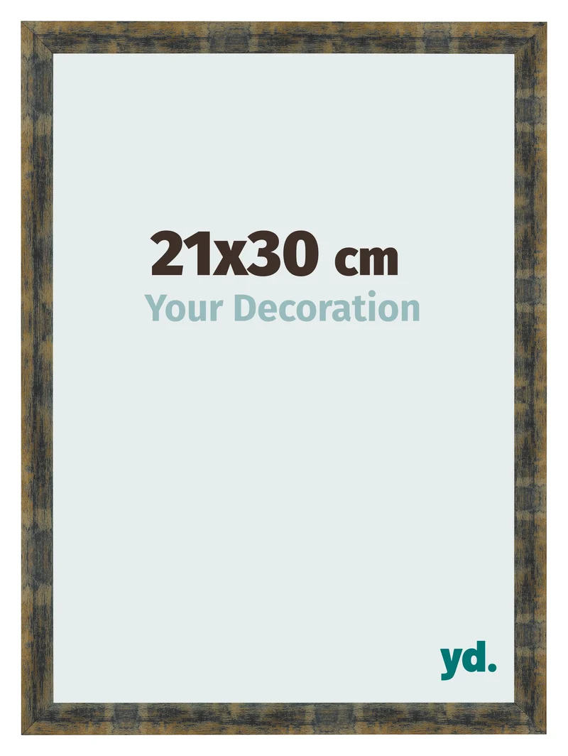 Bilderrahmen 21x30 cm - Blau Gold Meliert - MDF - Pisa