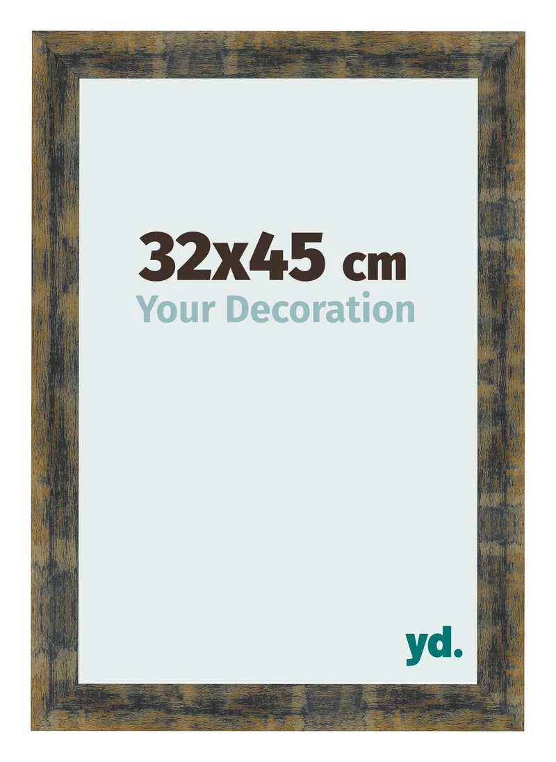 Bilderrahmen 32x45 cm - Blau Gold Meliert - MDF - Pisa