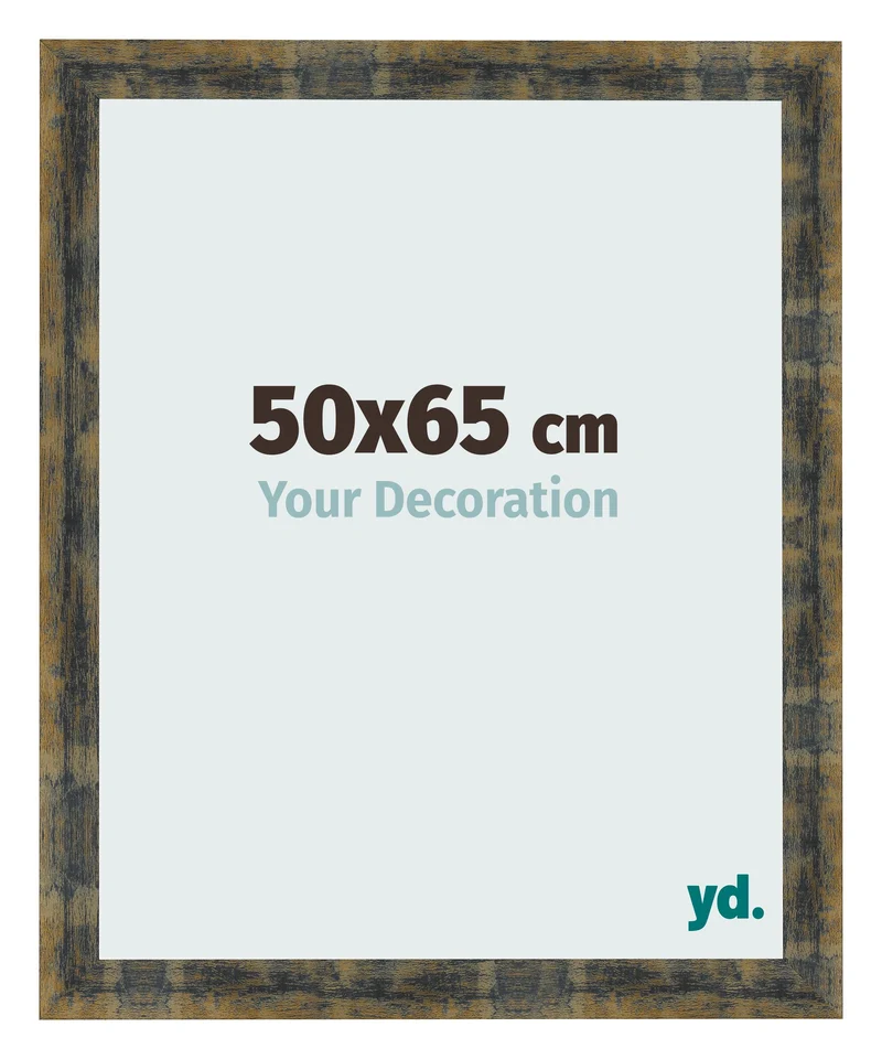 Bilderrahmen 50x65 cm - Blau Gold Meliert - MDF - Pisa