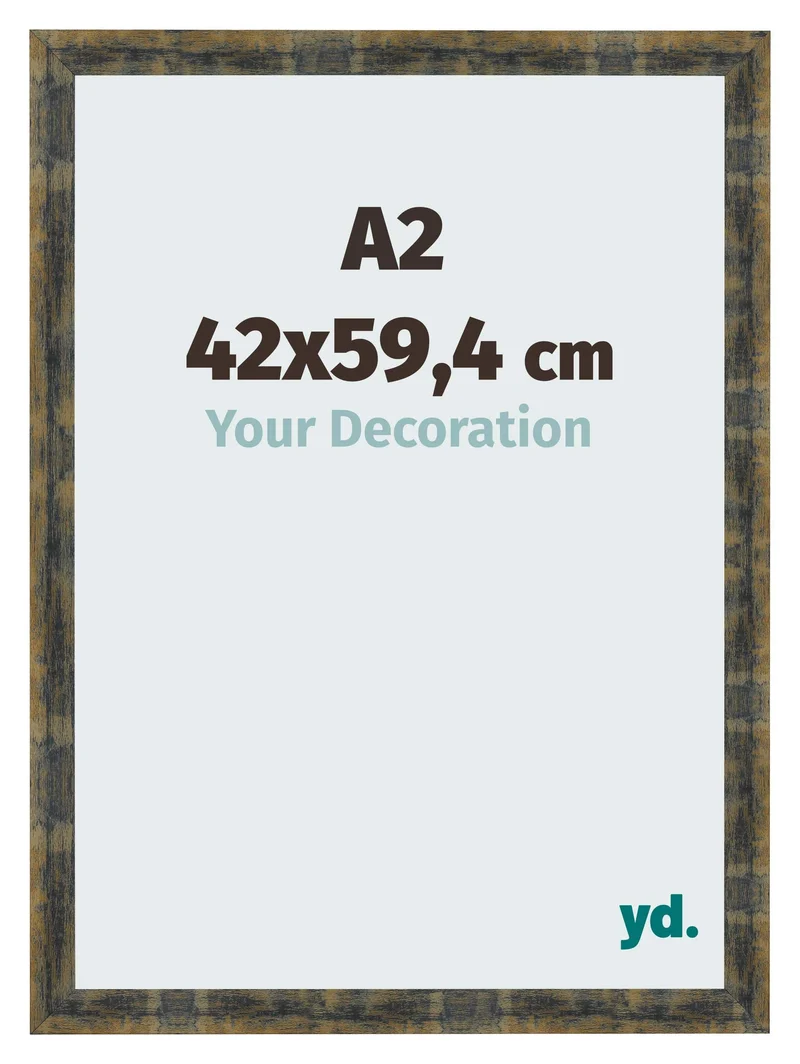 Bilderrahmen A2 - 42x59,4 cm - Blau Gold Meliert - MDF - Pisa