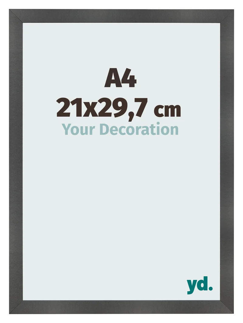 Bilderrahmen A4 - 21x29,7 cm - Schwarz Matt - MDF - Pisa