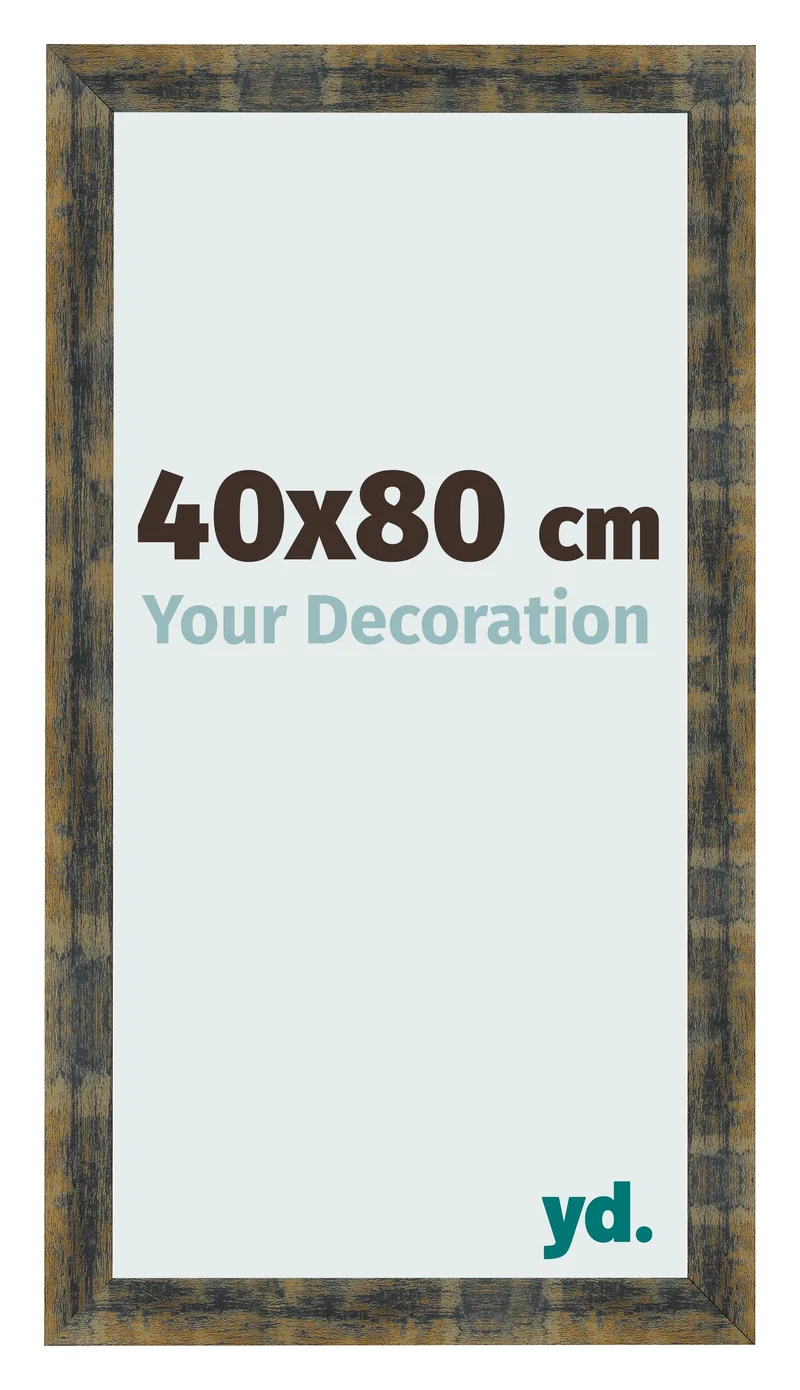 Bilderrahmen 40x80 cm - Blau Gold Meliert - MDF - Pisa