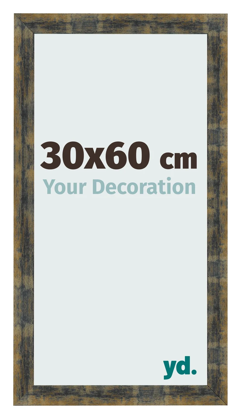 Bilderrahmen 30x60 cm - Blau Gold Meliert - MDF - Pisa