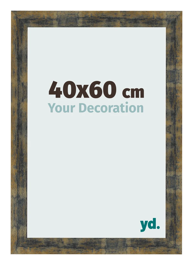 Bilderrahmen 40x60 cm - Blau Gold Meliert - MDF - Pisa