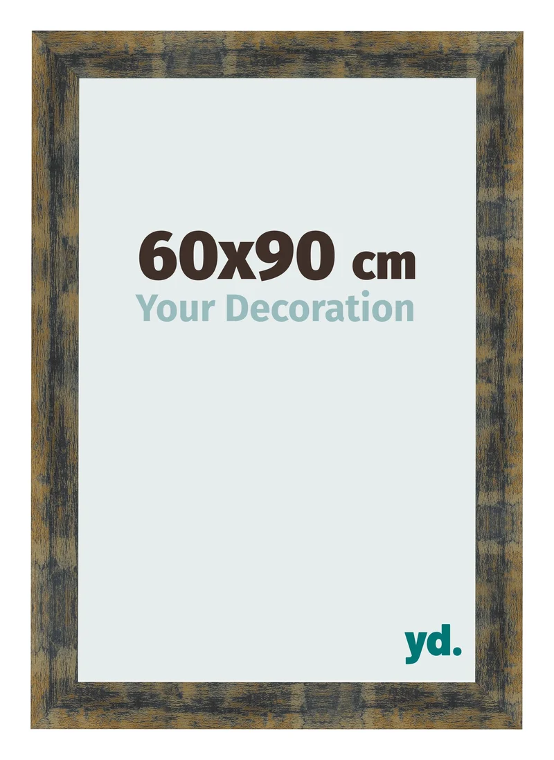 Bilderrahmen 60x90 cm - Blau Gold Meliert - MDF - Pisa