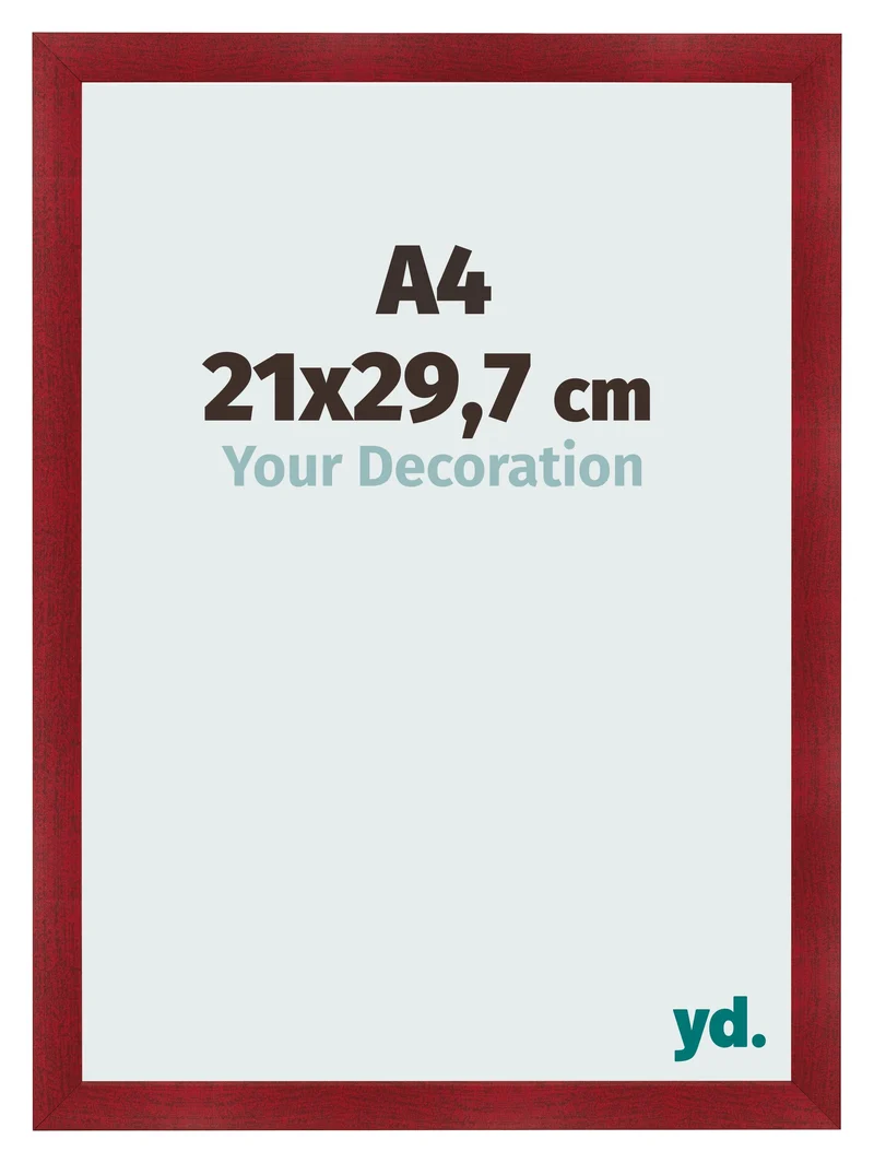 Bilderrahmen A4 - 21x29,7 cm - Weinrot Gewischt - MDF - Pisa