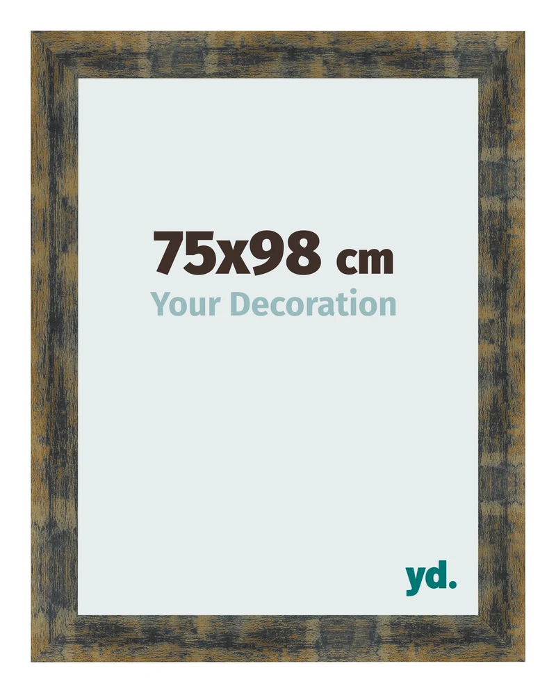 Bilderrahmen 75x98 cm - Blau Gold Meliert - MDF - Pisa