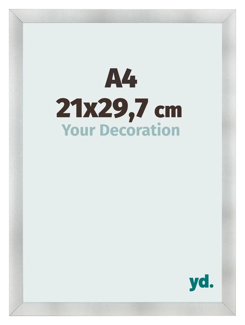 Bilderrahmen A4 - 21x29,7 cm - Aluminium Gebürstet - MDF - Pisa