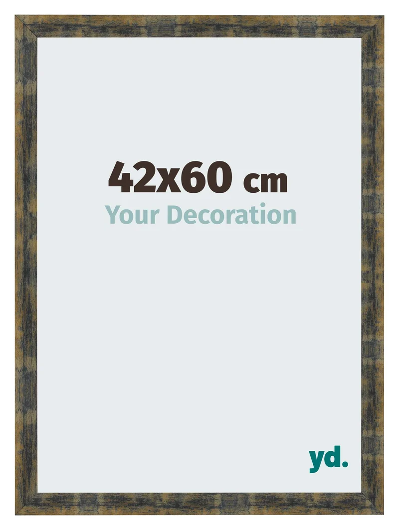 Bilderrahmen 42x60 cm - Blau Gold Meliert - MDF - Pisa
