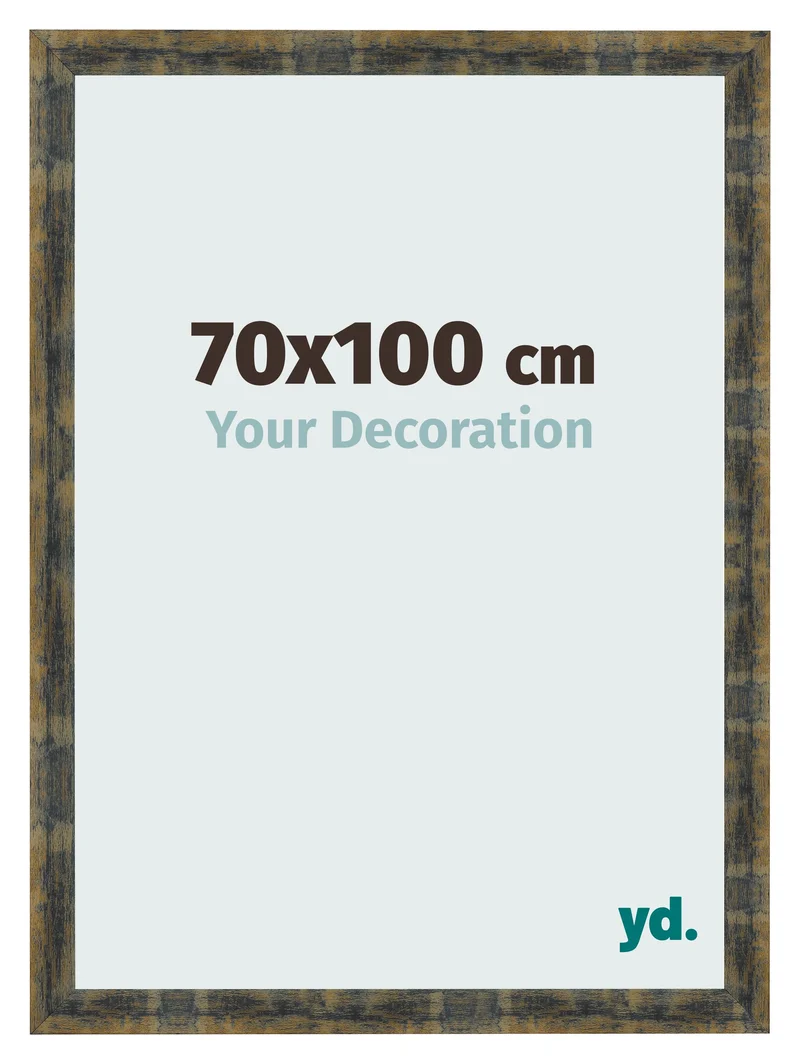 Bilderrahmen 70x100 cm - Blau Gold Meliert - MDF - Pisa