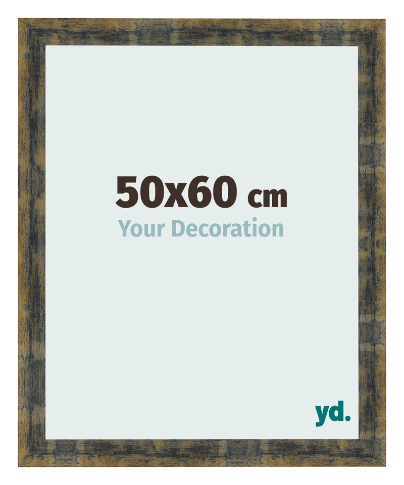 Bilderrahmen 50x60 cm - Blau Gold Meliert - MDF - Pisa