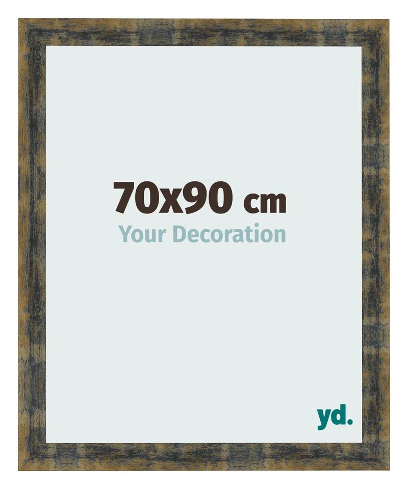 Bilderrahmen 70x90 cm - Blau Gold Meliert - MDF - Pisa