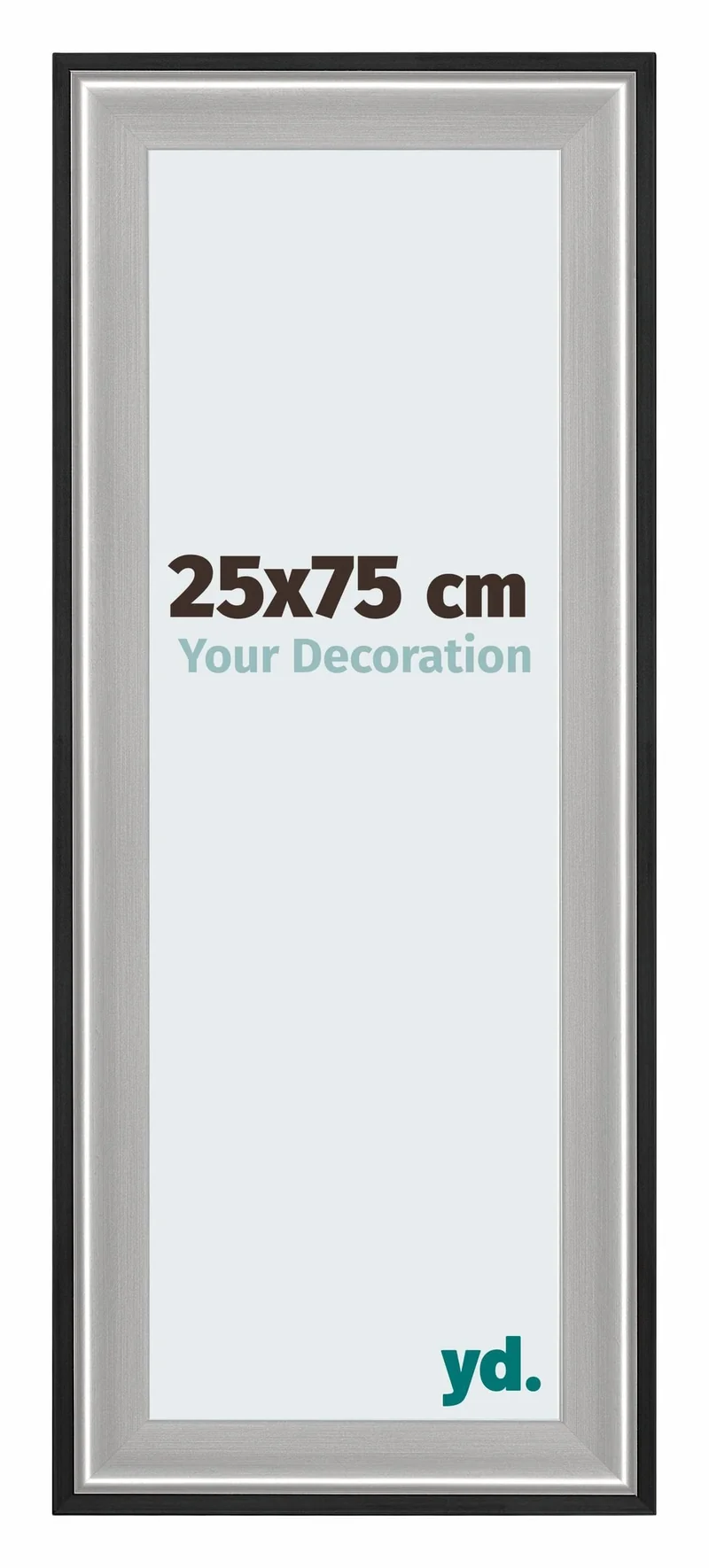 Bilderrahmen 25x75 cm - Schwarz Silber Poliert - Holz - Birmingham