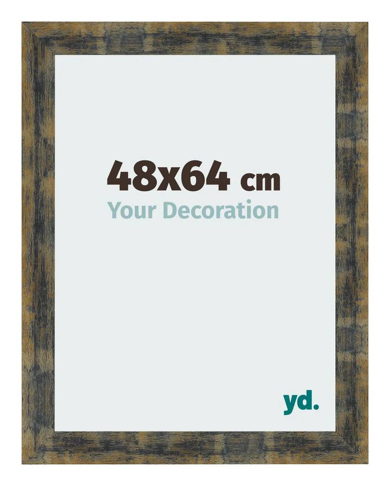 Bilderrahmen 48x64 cm - Blau Gold Meliert - MDF - Pisa