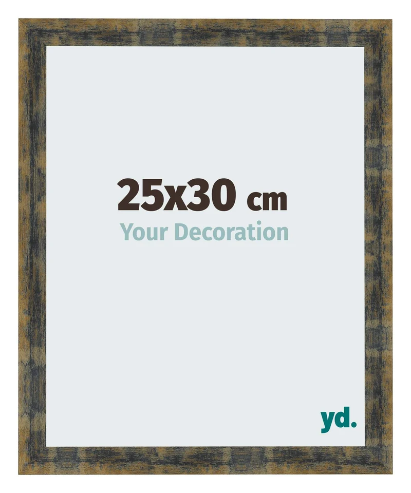 Bilderrahmen 25x30 cm - Blau Gold Meliert - MDF - Pisa