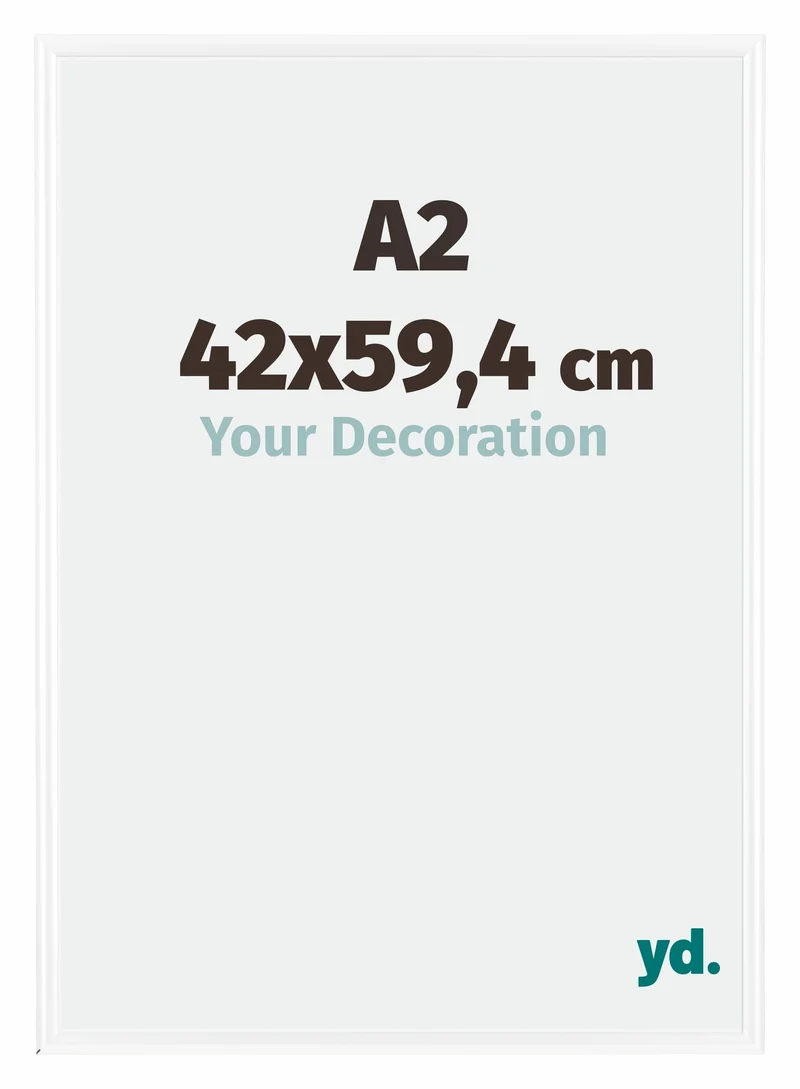 Bilderrahmen A2 - 42x59,4 cm - DIN A2 Weiss Hochglanz - Kunststoff - Bordeaux
