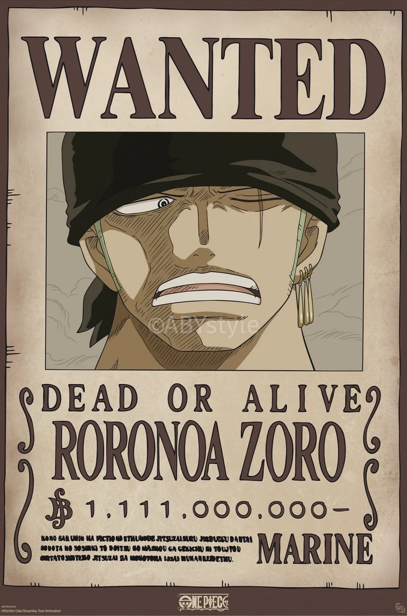 Poster One Piece - Wanted Zoro Wano 61x91,5cm