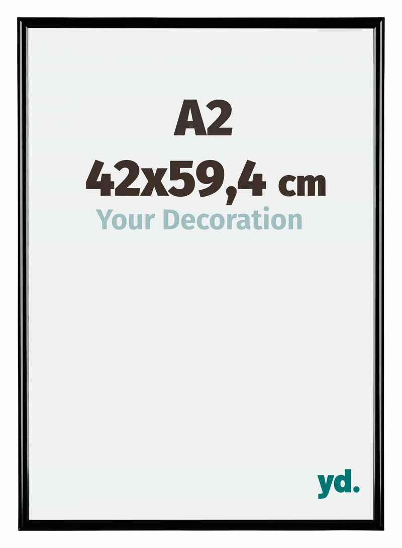 Bilderrahmen A2 - 42x59,4 cm - DIN A2 Schwarz Hochglanz - Kunststoff - Bordeaux