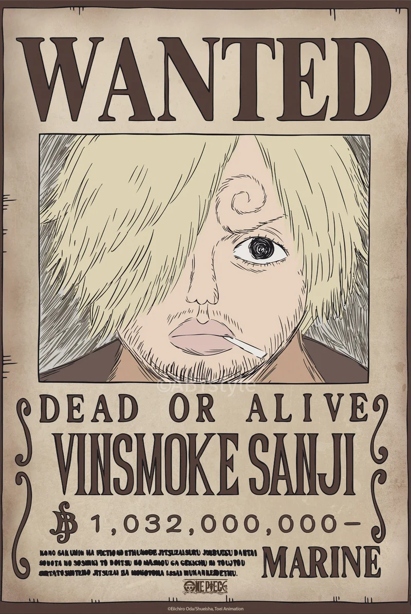 Poster One Piece - Wanted Sanji Wano 38x52cm