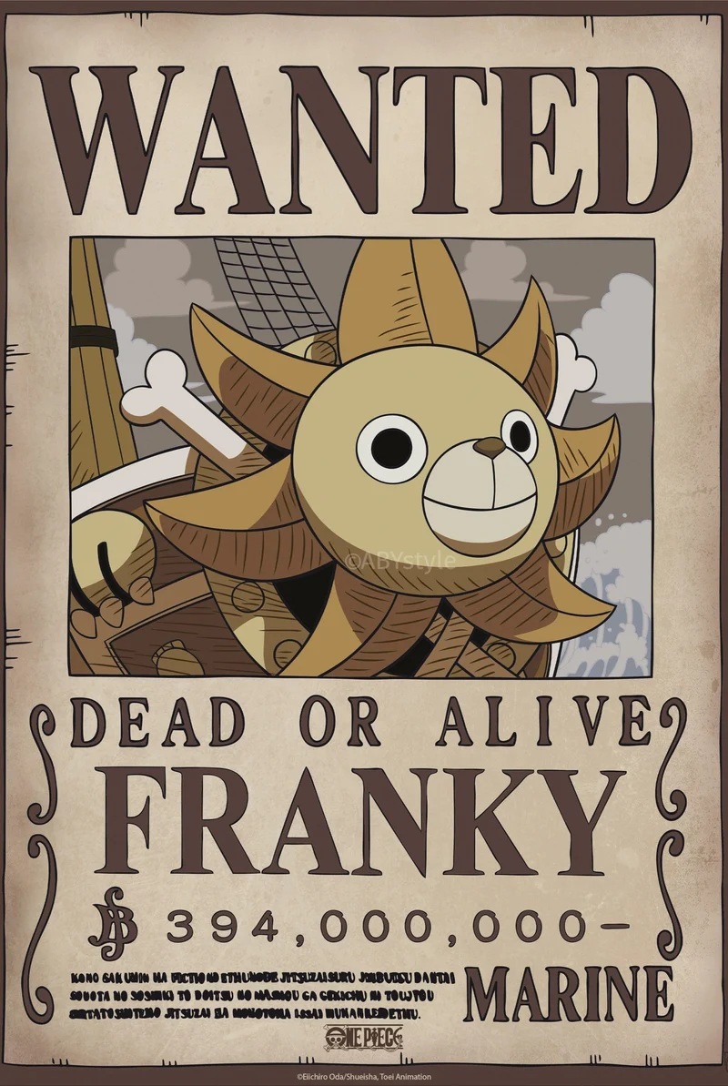 Poster One Piece - Wanted Franky Wano 38x52cm