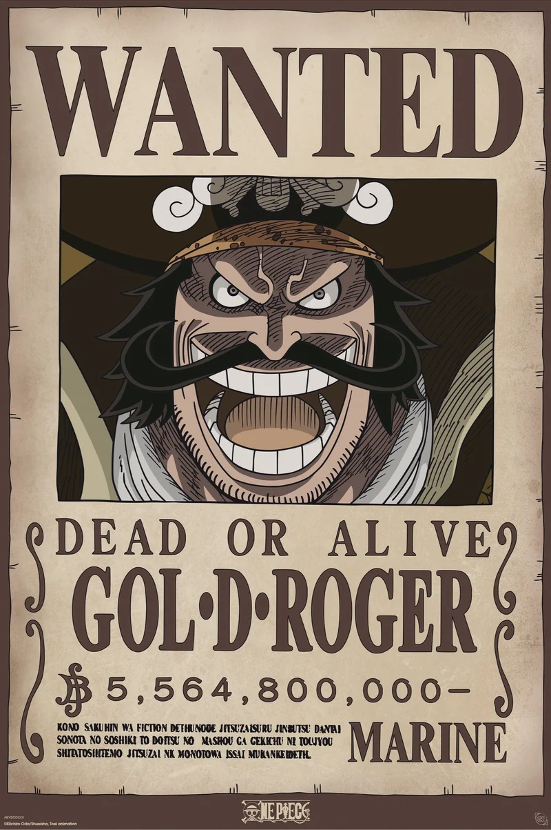 Poster One Piece - Wanted Gol .D. Roger 61x91,5cm
