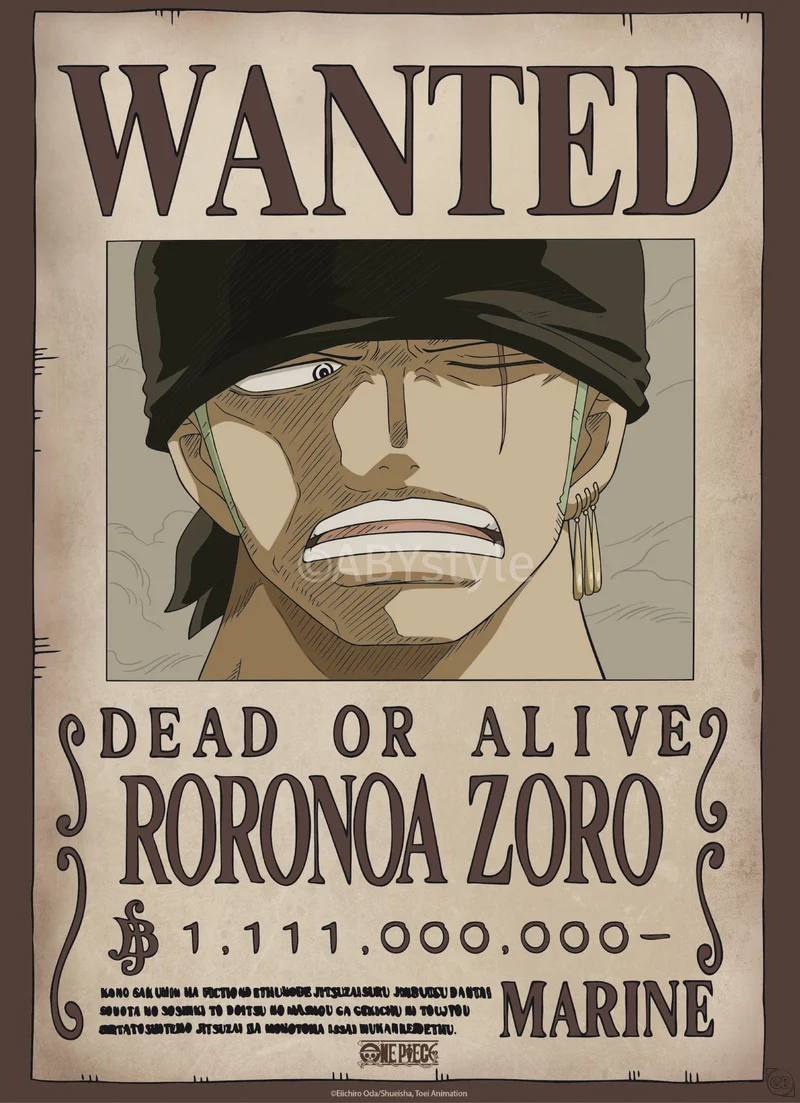 Poster One Piece - Wanted Zoro Wano 38x52cm