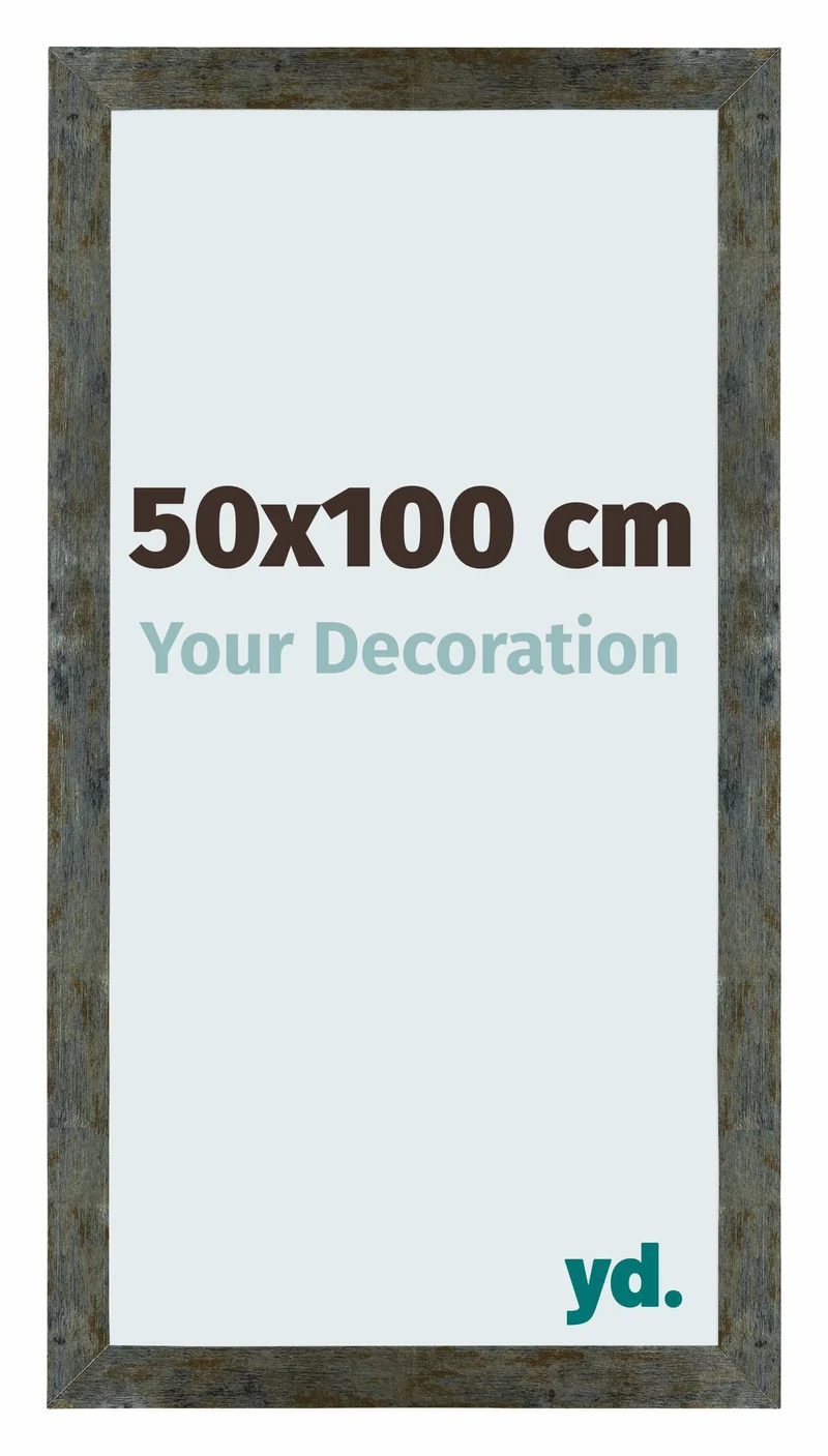 Bilderrahmen 50x100 cm - Blau Gold Meliert - MDF - Mura