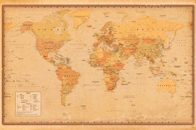 Poster Harper Collins - Antique World Map 21 91.5x61cm
