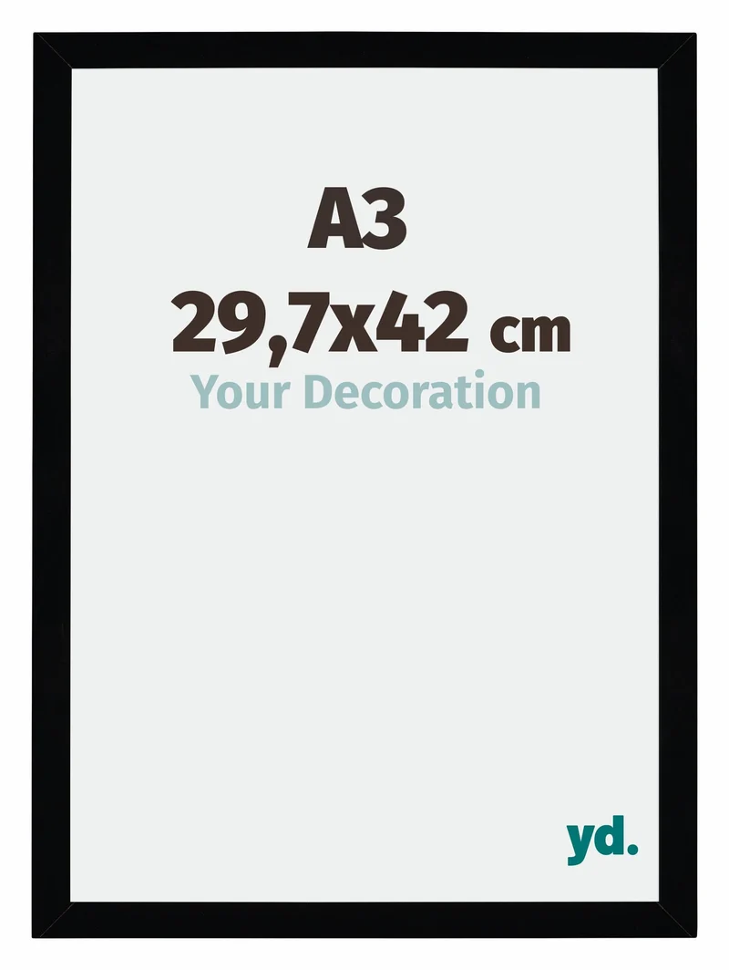Bilderrahmen A3 - 29,7x42 cm - DIN A3 Schwarz Hochglanz - MDF - Mura