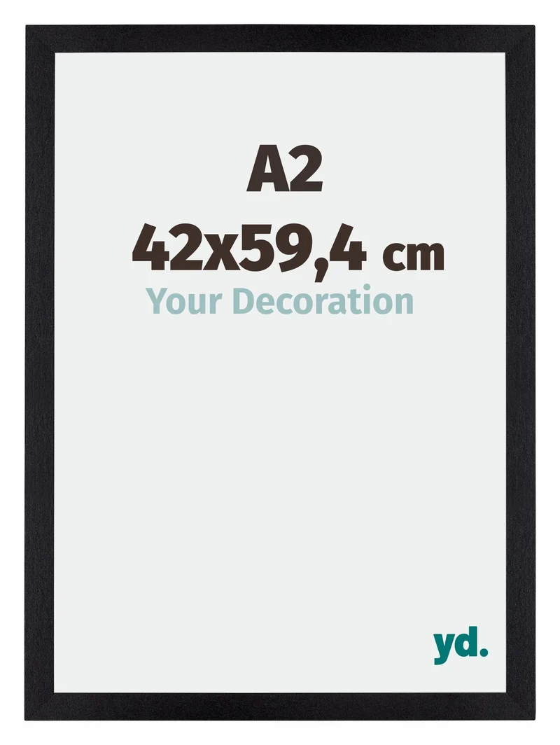 Bilderrahmen A2 - 42x59,4 cm - DIN A2 Schwarz Matt - MDF - Mura