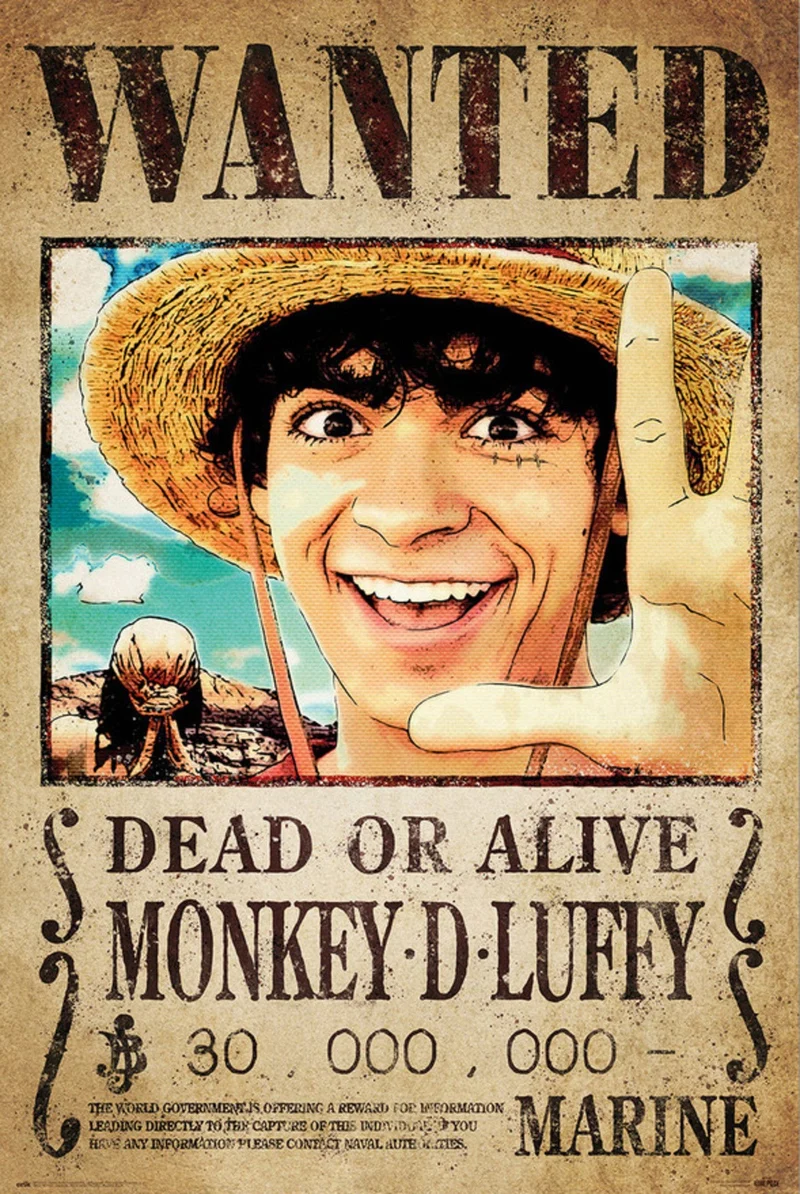 Poster One Piece - Netflix Wanted Monkey D Luffy 61x91,5cm