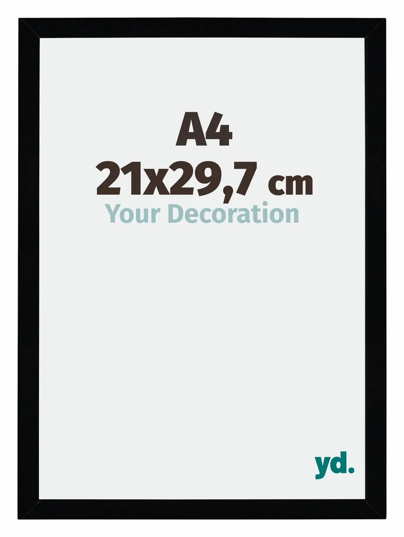 Bilderrahmen A4 - 21x29,7 cm - DIN A4 Schwarz Hochglanz - MDF - Mura
