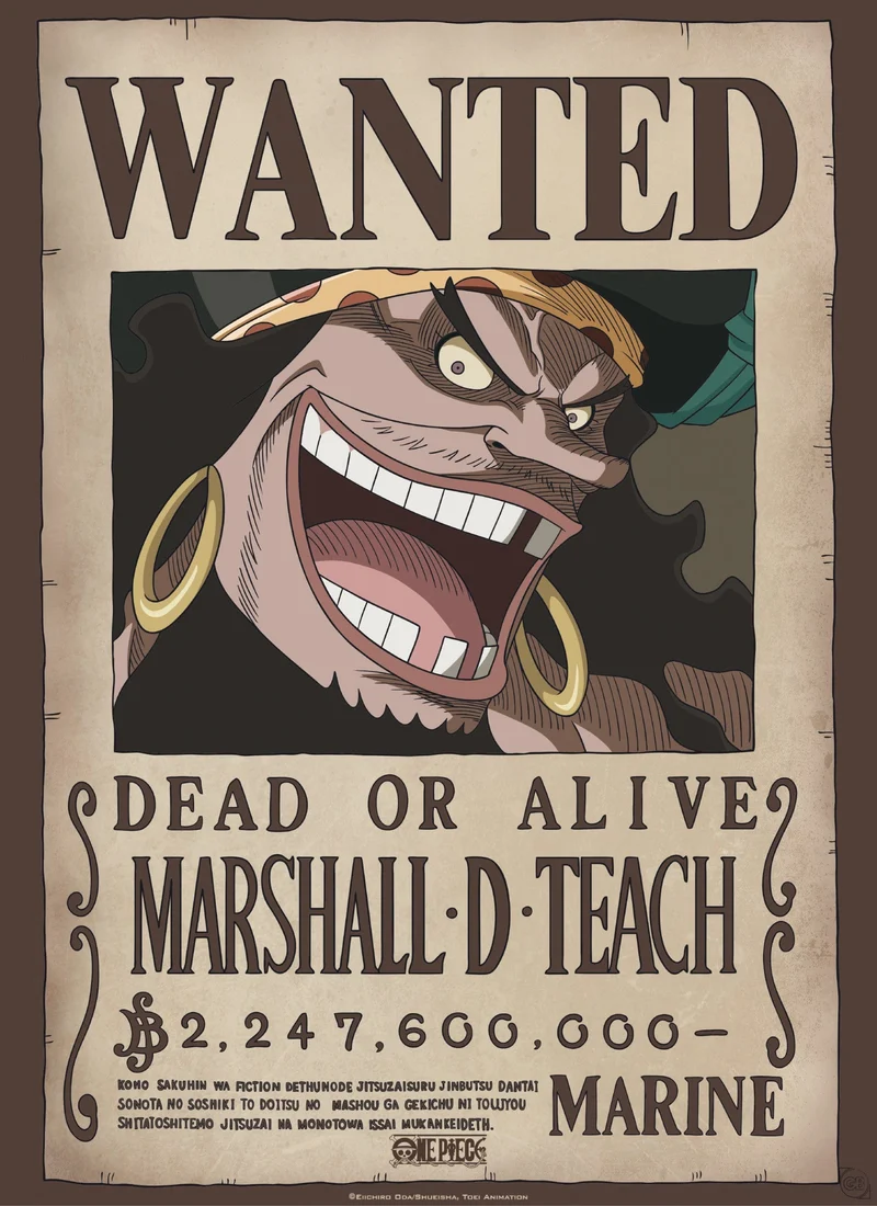 Poster One Piece - Wanted Blackbeard 38x52cm