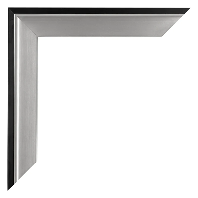 Bilderrahmen 75x100 cm - Schwarz Silber Poliert - Holz - Birmingham