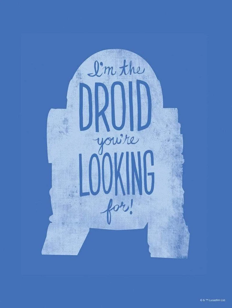 Kunstdruck Star Wars - Silhouette Quotes R2D2 30x40cm