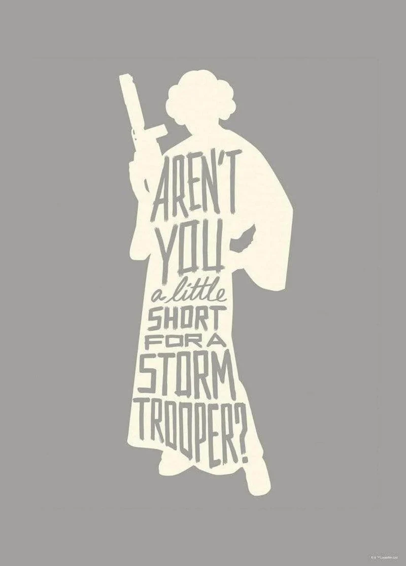Kunstdruck Star Wars - Silhouette Quotes Leia 50x70cm