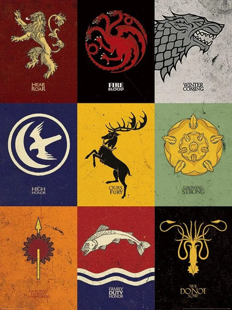Kunstdruck Game of Thrones - Sigils 60x80cm