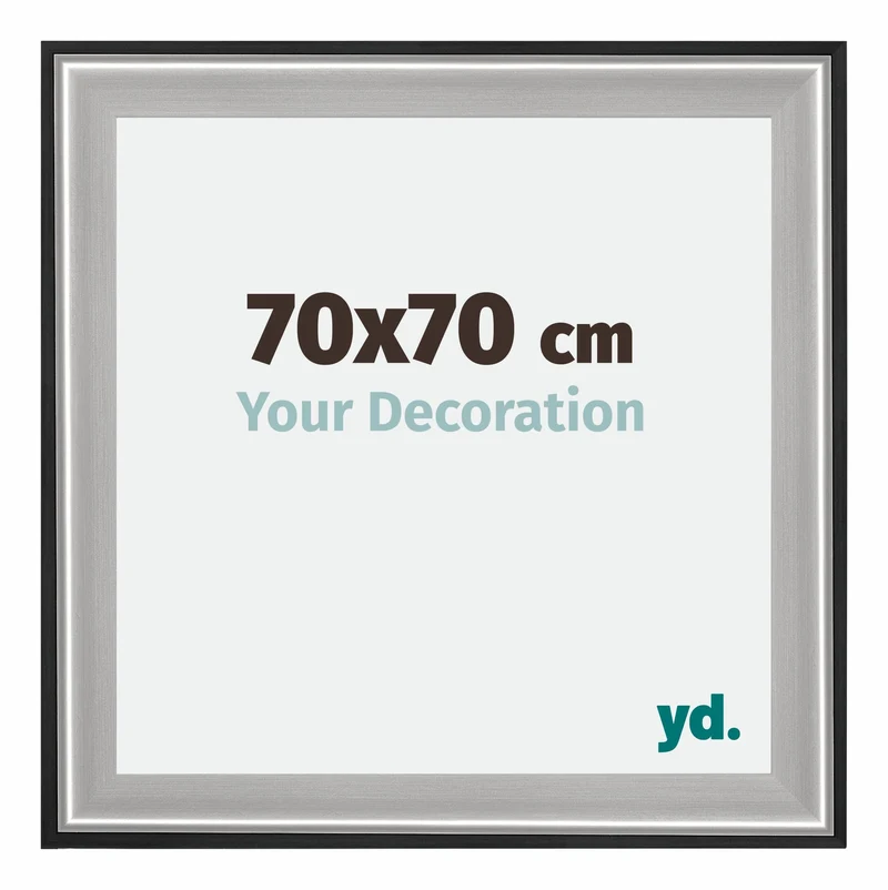 Bilderrahmen 70x70 cm - Schwarz Silber Poliert - Holz - Birmingham