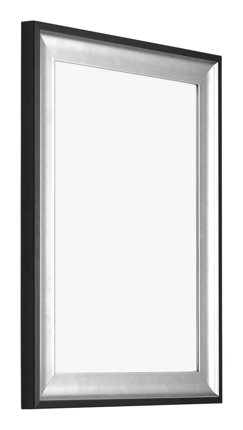 Bilderrahmen 60x80 cm - Schwarz Silber Poliert - Holz - Birmingham