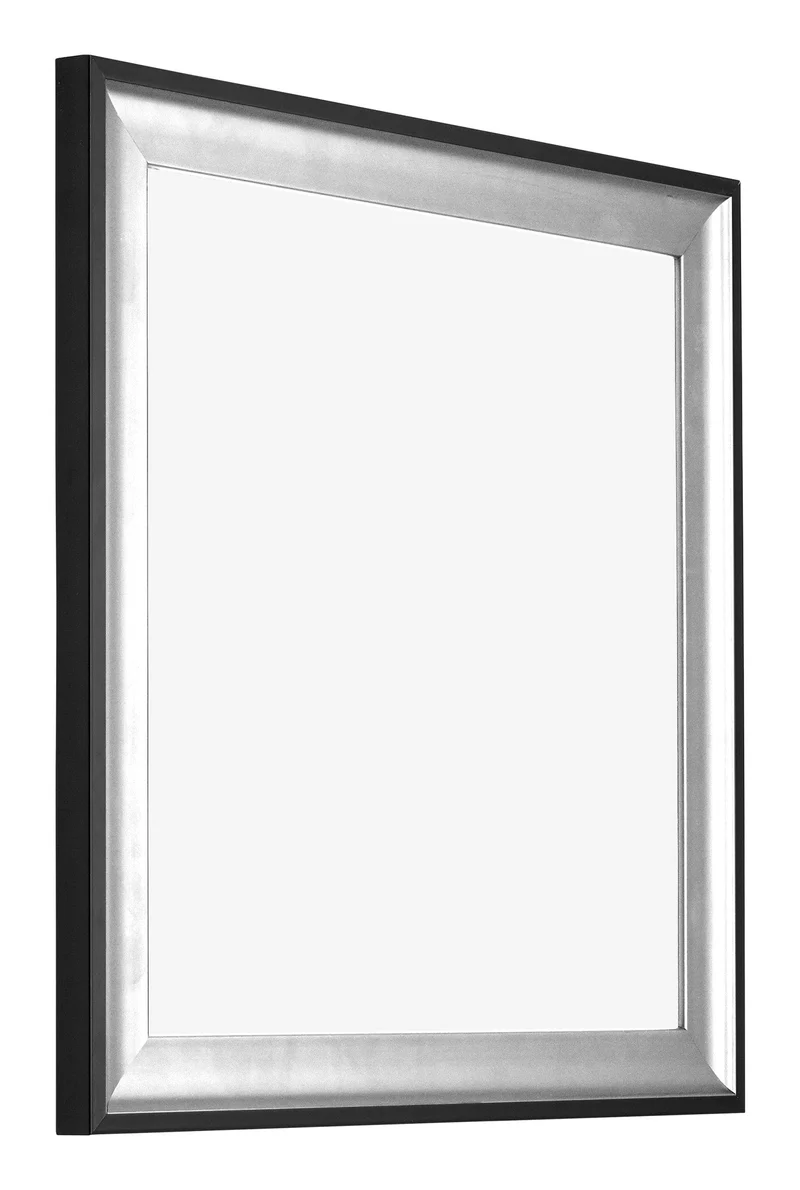 Bilderrahmen 60x60 cm - Schwarz Silber Poliert - Holz - Birmingham