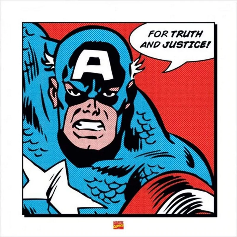 Kunstdruck Captain America - For truth and justice 40x40cm