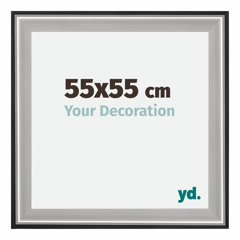 Bilderrahmen 55x55 cm - Schwarz Silber Poliert - Holz - Birmingham